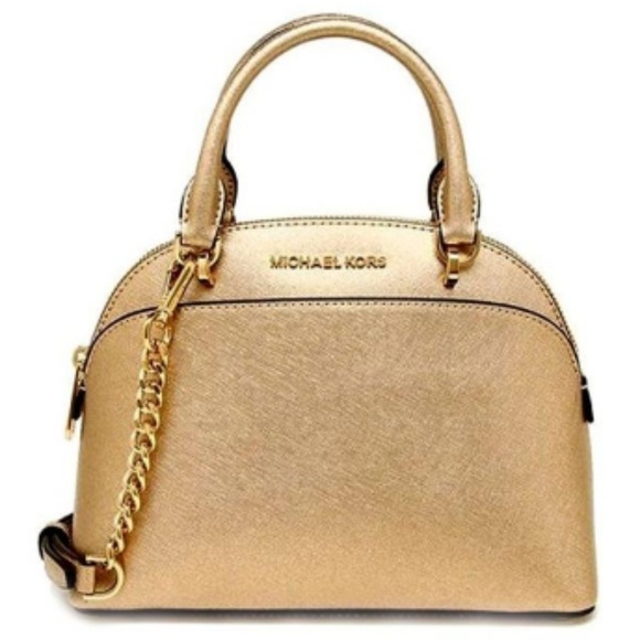 💕MICHAEL KORS💕 Emmy Large Dome Satchel Gold NWT - Picture 1 of 5